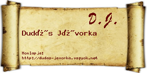 Dudás Jávorka névjegykártya